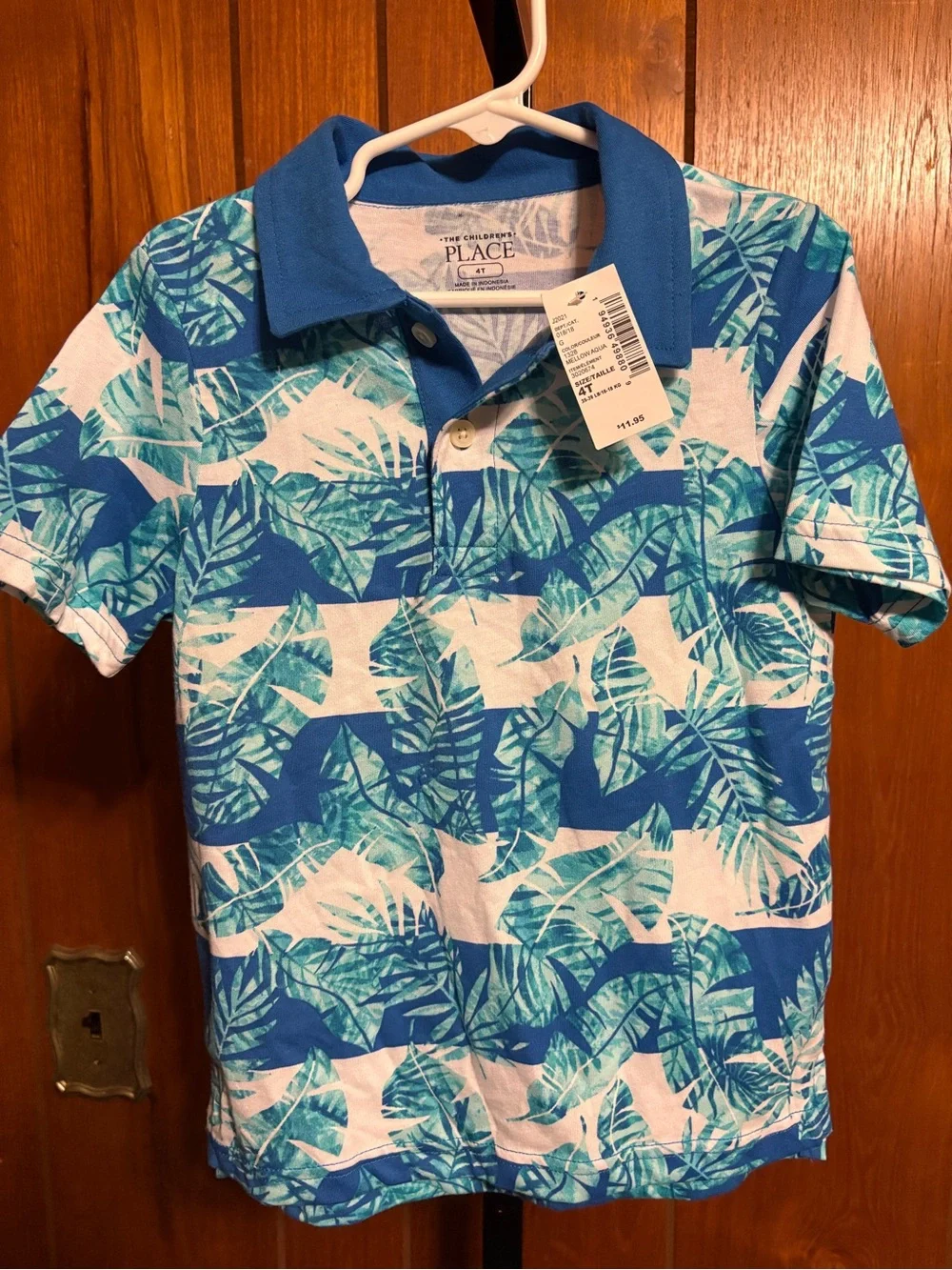 The Children's Place Blue and White Leaf-Print Polo